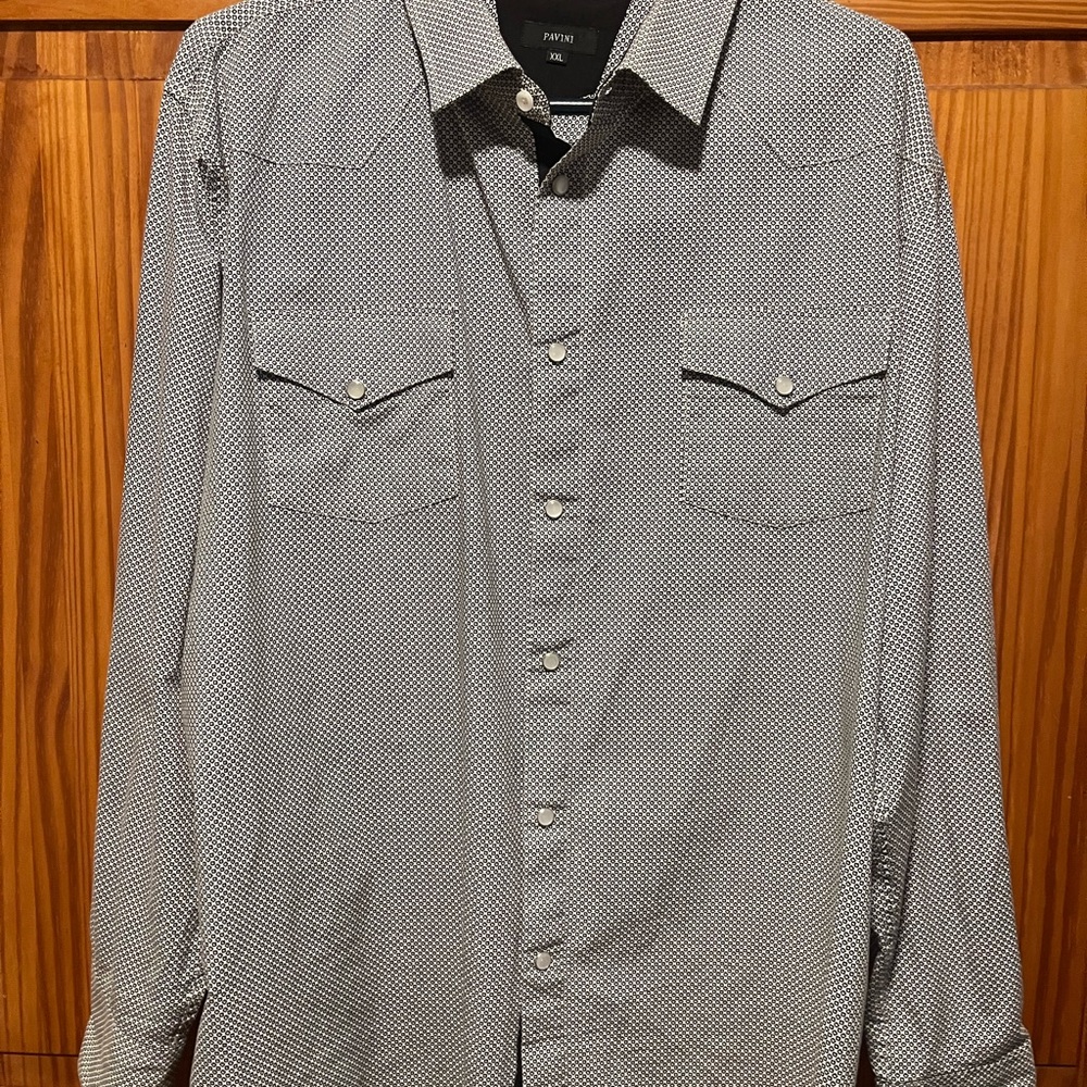 PAVINI Long Sleeve Pearl Snap Shirt Size XXL